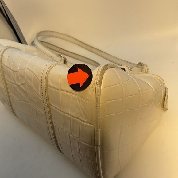 Dooney & Bourke Crocodile Bayou barrel Shoulder Bag Vtg Patent Leather White - Picture 6 of 16